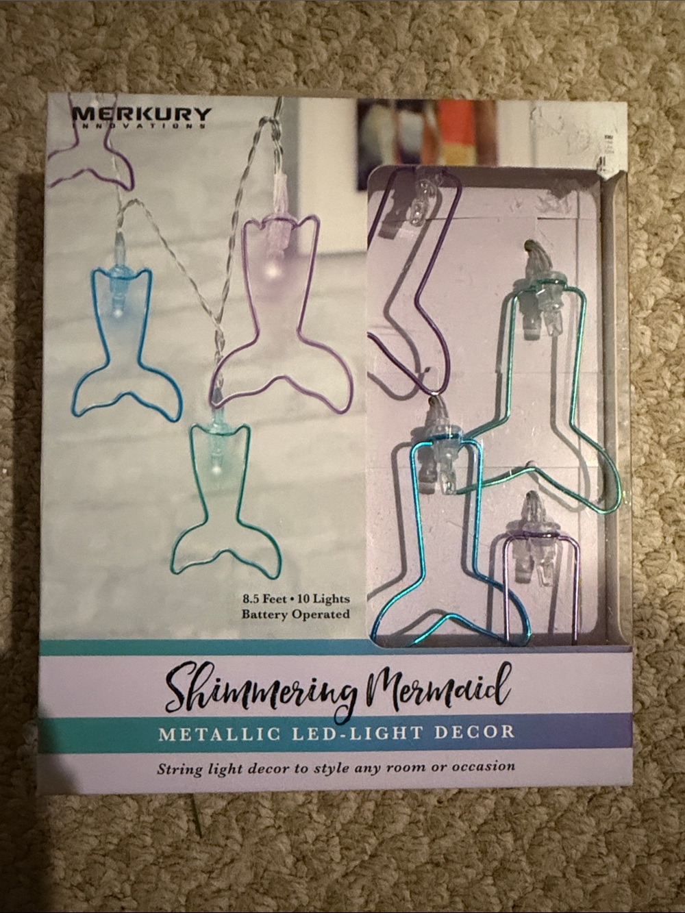 Merkury Shimmering Mermaid Metallic LED String Lights - Teal & Purple